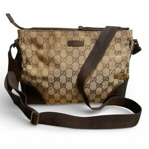 AUTHENTIC Gucci Brown Canvas Crossbody Bag